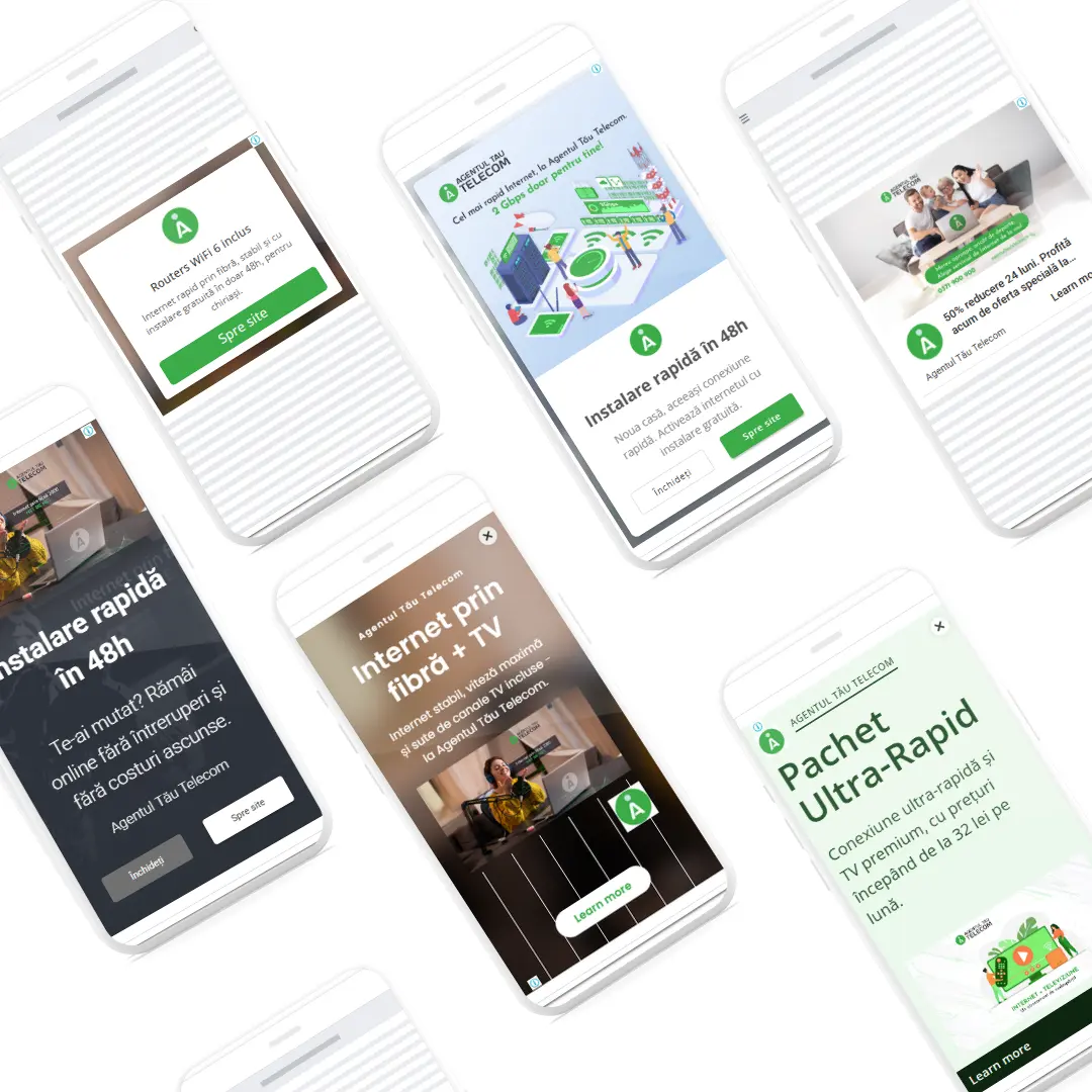 Headline-uri și materiale vizuale pentru campanii telecom, axate pe beneficii concrete