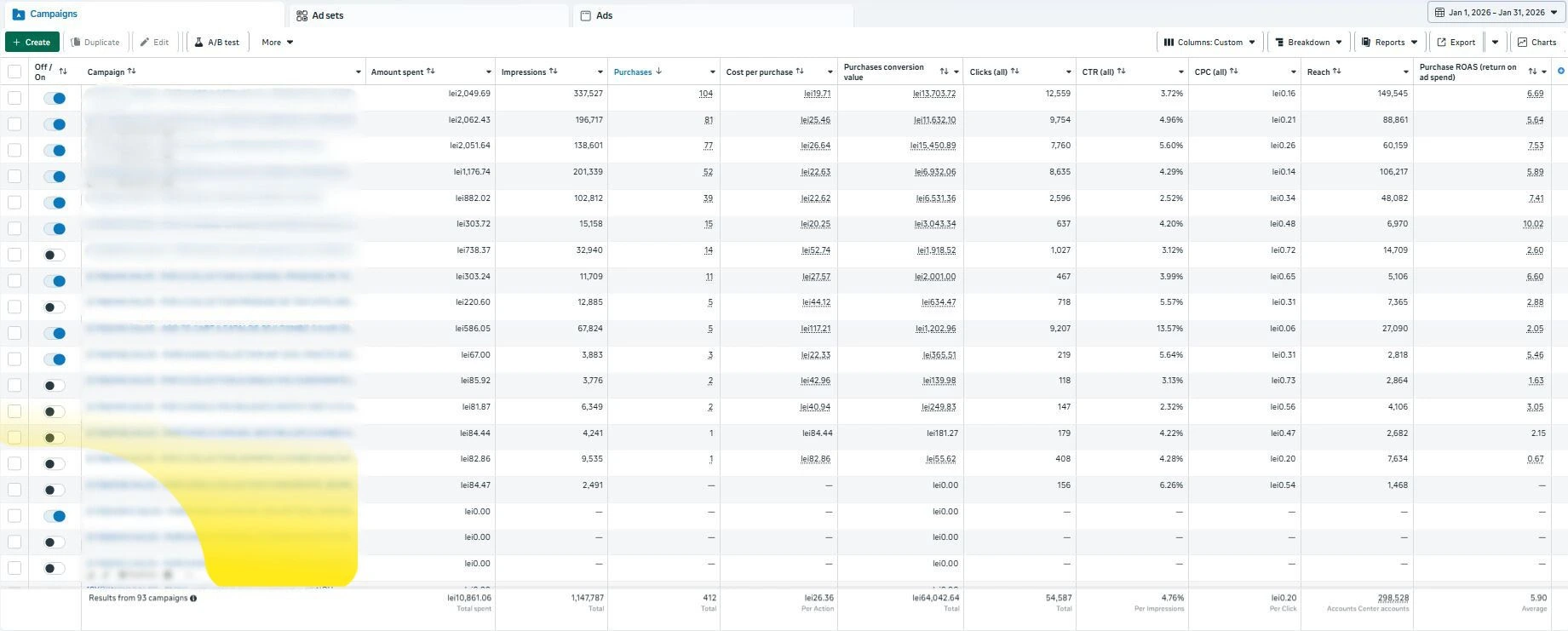 Rezultate campanii Facebook pentru eCommerce produse naturale – performanță Meta Ads, conversii și venit generat