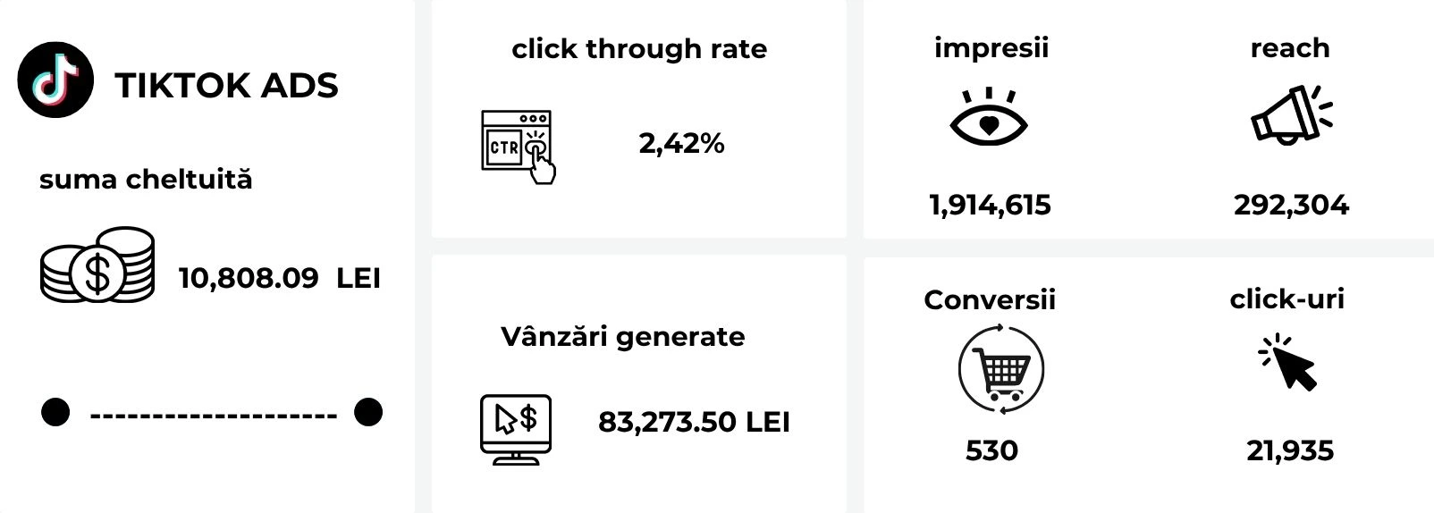 Rezultate campanie TikTok Ads pentru un business din nișa parfumurilor
